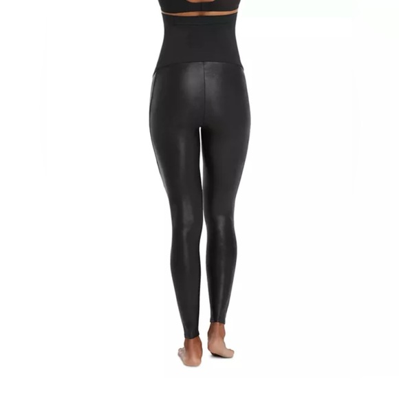 Spanx Black Faux Leather Maternity Leggings XS - Worn once! - Picture 4 of 7